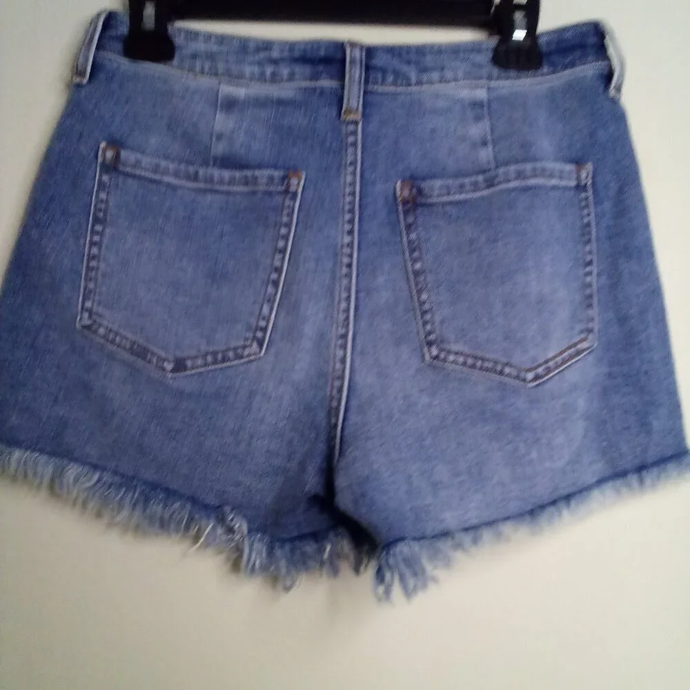 Harper Heritage Shorts Women 27 Button Fly Raw Hem Denim Blue